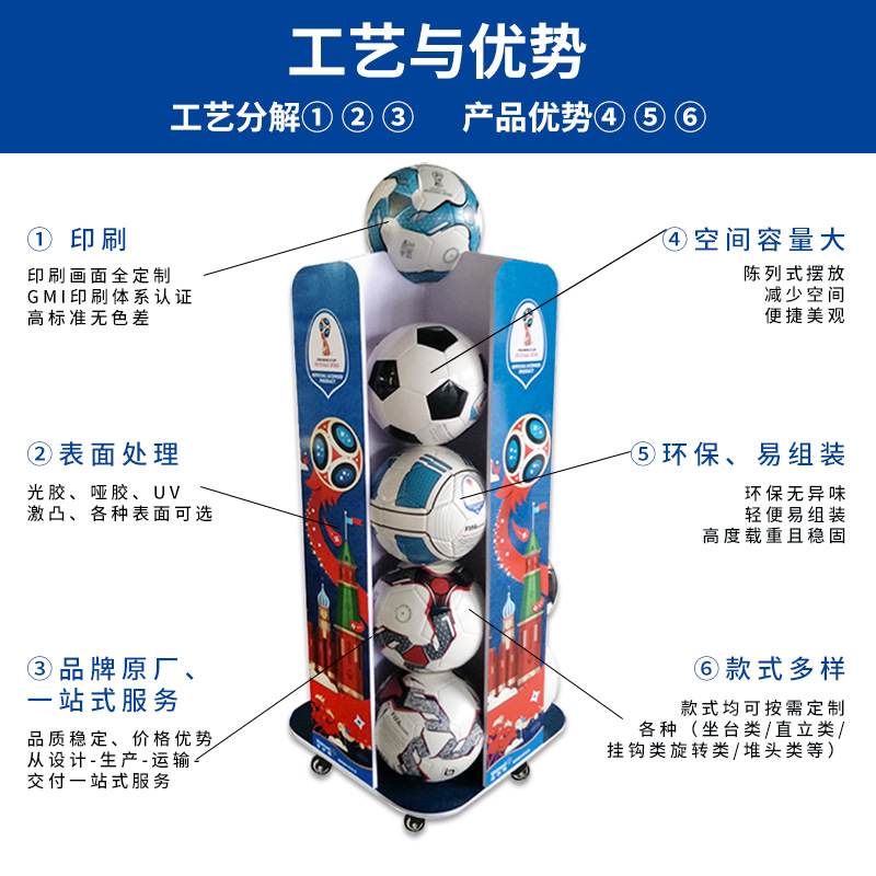 文具书店雪弗板货架 体育赛事专供旋转可以移动球类造型展示架