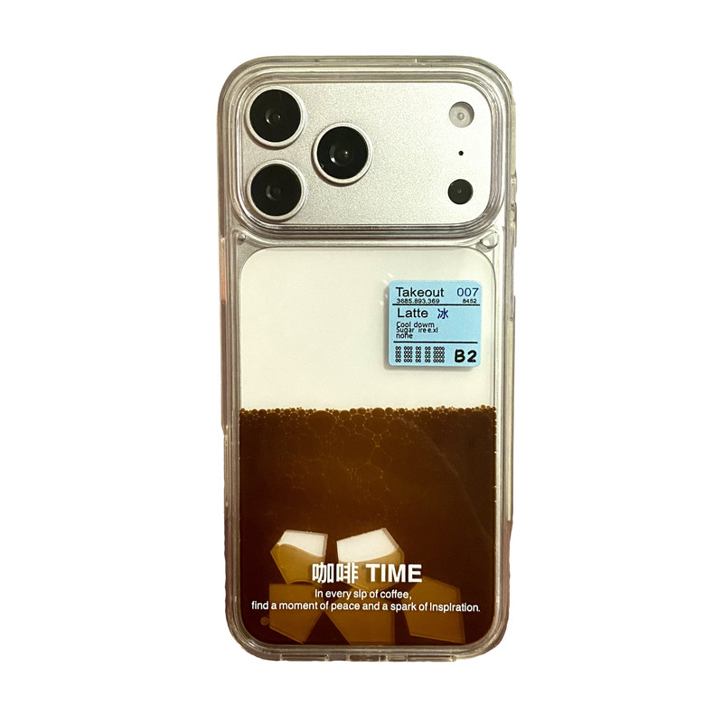 轻欧美小众不撞壳咖啡加冰液体流沙苹果17promax手机壳17适用iPhone16pro手机壳15pro防摔14创意13透明12新11
