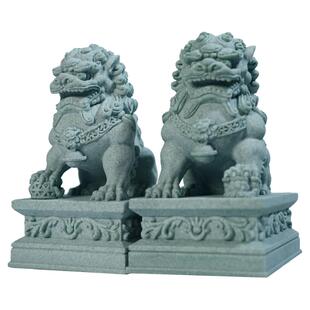 石狮子小摆件一对镇宅看门石雕喜狮麒麟茶宠鱼缸造景桌面装饰礼物