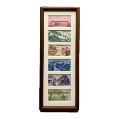 六连框人民币装饰画相框立式摆台