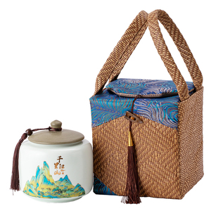 复古茶叶包装礼盒空盒大号陶瓷罐布包装半斤红茶绿茶白茶单罐定制