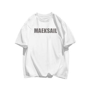 重磅纯棉美式复古字母印花短袖t恤男夏季青少年宽松百搭半袖体恤