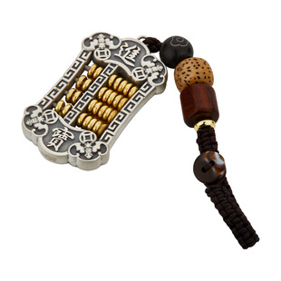 顺庆银楼S999纯银如意算盘手把件足银吊坠挂件男女送长辈礼物