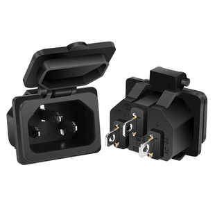 真金镀层嵌入式ac电源插座品字卡式三脚插座10A250V实心铜PCB板座