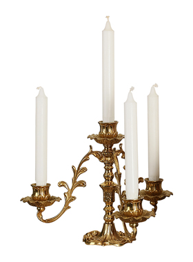 法式复古全铜雕花烛台欧式蜡烛家居摆件装饰餐桌奶油风拍摄道具