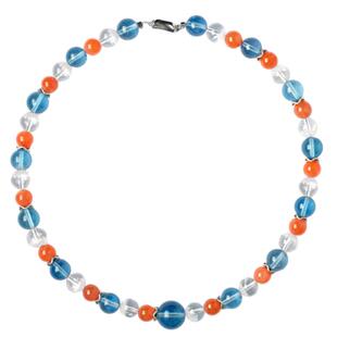 喜运宝「喜运予我」天然莫桑魔鬼蓝海蓝宝幽灵南红水晶项链新中式