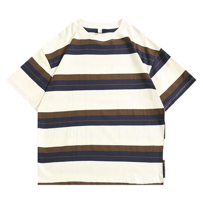 BOYUE帛跃撞色条纹短袖半袖T恤