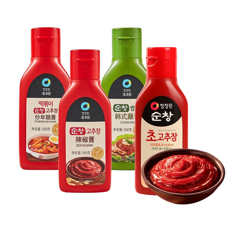 清净园辣椒酱300g瓶装韩式石锅拌饭酱甜辣炒年糕酱烤肉酱韩国进口