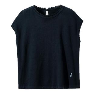 现货【简约松弛】超细棉纱线 花边领落肩包袖海马刺绣宽松针织衫