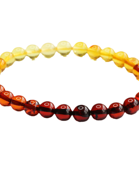 天然彩虹琥珀手串金珀渐变色珠宝饰品女士气质简约饰品礼物手链