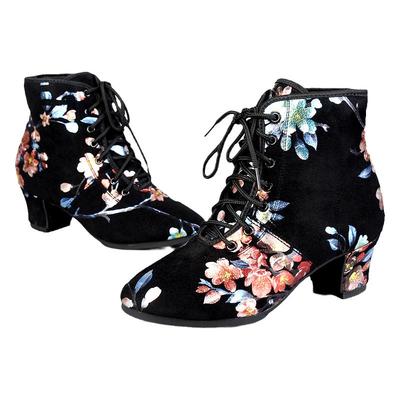 广场舞鞋女士中高跟高帮中老年软底吉特巴水兵国标舞蹈鞋冬季加厚