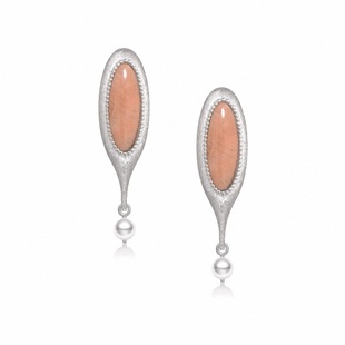 Neverfar自然之愈系列彩石珍珠粉贝母耳环新款高级感珍珠耳钉女款