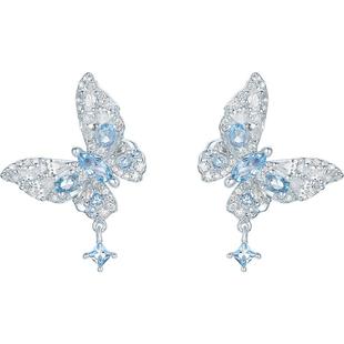 周六福耳钉女蝴蝶耳饰S925银高级感甜美时尚送女友本命年礼物