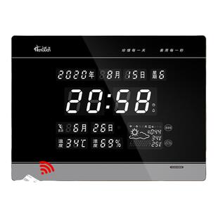 虹泰led数码日历电子时钟万年历带天气预报钟表挂墙电子显示挂钟