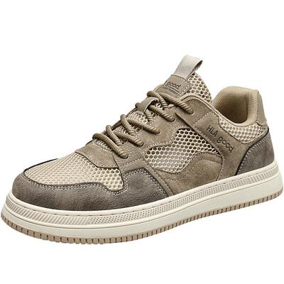 HLA/海澜之家男鞋新款夏季复古拼接透气休闲鞋百搭舒适耐磨男板鞋