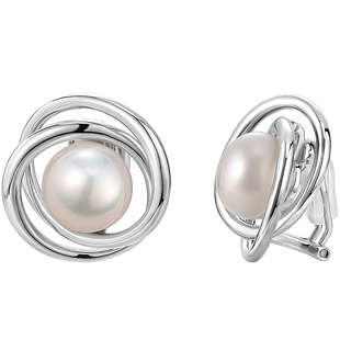 白岚绕圈珍珠耳夹女925银轻奢耳环耳饰高级百搭简约首饰ED4006