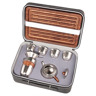 纯钛茶具套装便携式轻奢茶壶茶杯高档礼盒装功夫茶具泡茶壶公道杯