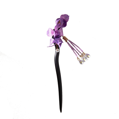 非遗绒花原创黑檀木中国风发簪