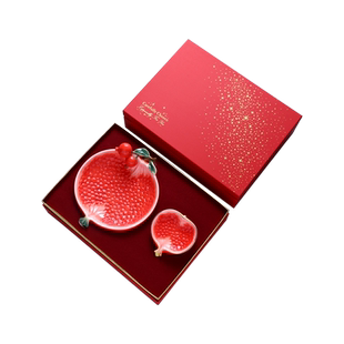 欧式轻奢水果盘子客厅家用茶几创意石榴果盘糖果干果点心陶瓷托盘