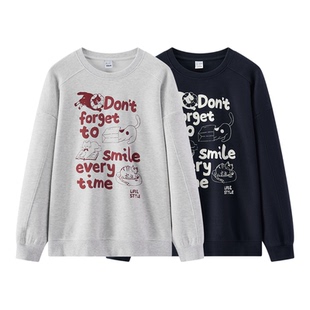 商场同款|森马卫衣女冬中长款oversize猫咪2025新款休闲趣味衣服