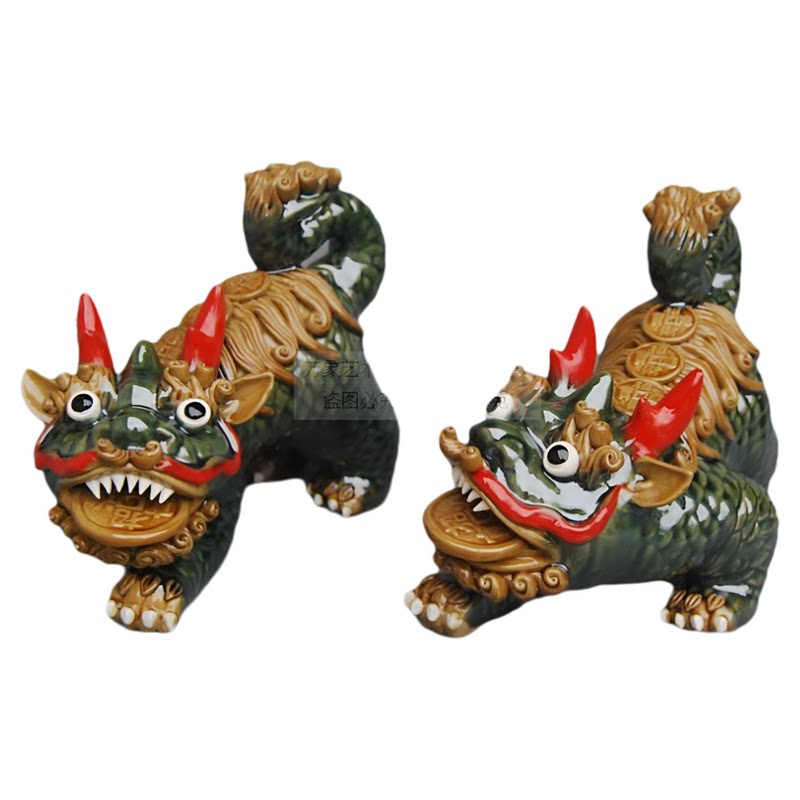 陶瓷对装麒麟多色神兽新居家入伙