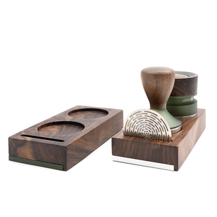 AIRFLOW气流小立方咖啡器具收纳架意式布粉压粉收纳底座黑胡桃木