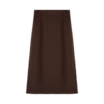 Amii【含绵羊毛醋酸包臀裙】2024职场通勤厚款毛呢直筒包臀半身裙