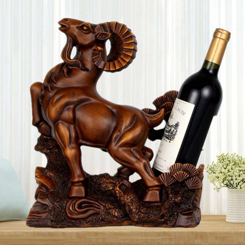 新款直销12十二生肖红酒架木摆件家居酒柜吧台装饰盆景开业乔迁新