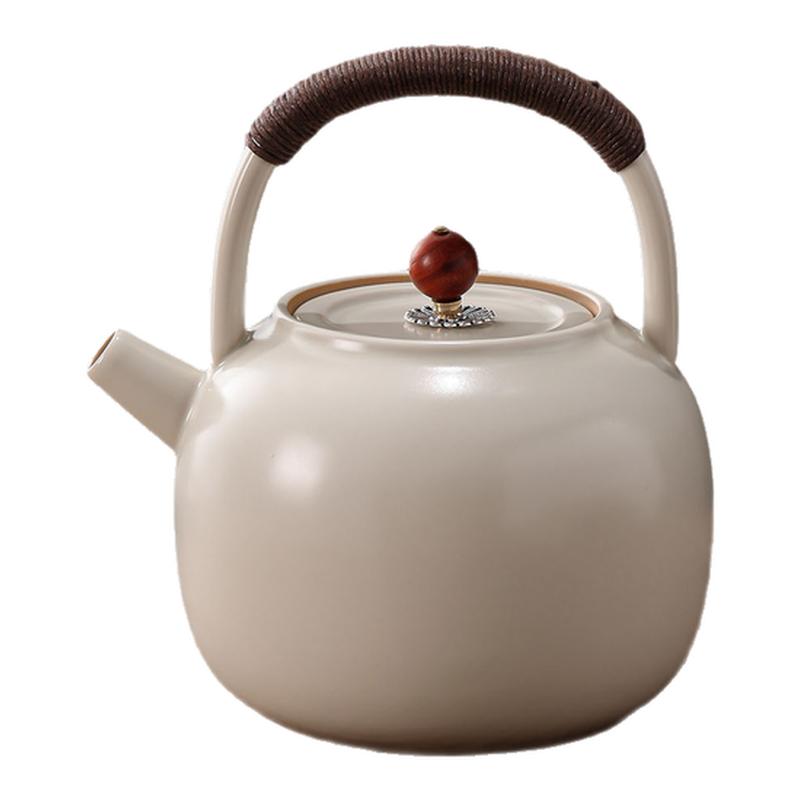 惠泽轩苏打釉白泥壶新中式煮水陶壶明火提梁煮茶壶围炉煮茶烧水壶