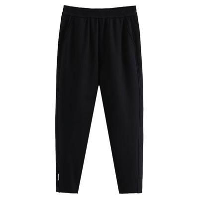 加绒休闲裤子大码胖MM宽松显瘦冬装新款松紧高腰加厚烟管萝卜裤子