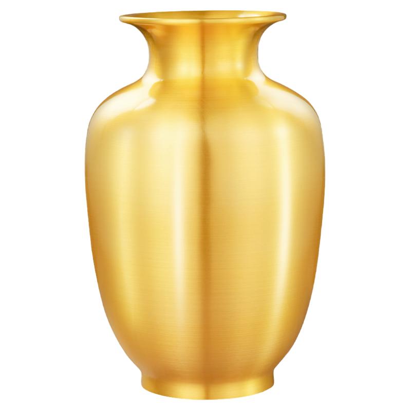 纯摆件黄铜冬瓜花瓶鲜花插花瓶居家装饰品佛前供花瓶素面拉丝大号