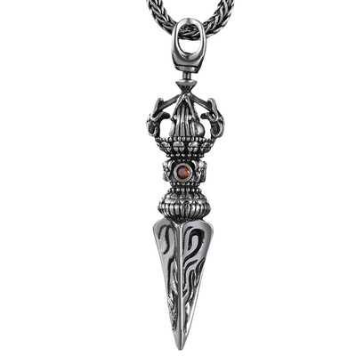 本命年转动金刚杵纯银吊坠男礼物