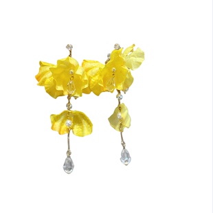 花雾寻踪~粉色花朵珍珠流苏耳环女小众设计感海边绝美耳钉耳饰品