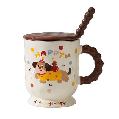 可爱高颜值陶瓷马克杯带盖勺