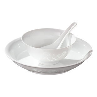 景德镇官方陶瓷青花玲珑高温白瓷餐具组合家用中式吃饭碗礼盒装