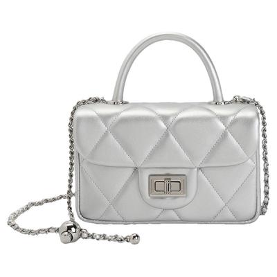 百丽女时尚羊皮小香风斜挎小方包