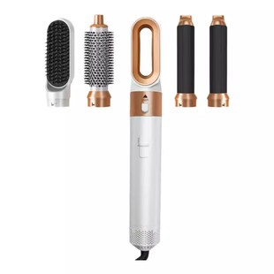 新款无叶五合一吹风机全自动卷发棒卷直两用大功率造型电动吹风梳