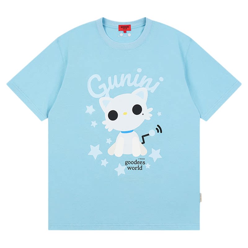 GOODBAI GOODEES 星星机器小猫logo图案印花oversize短袖T恤