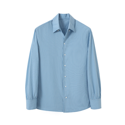 COM那不勒斯一片领瀑布袖衬衫