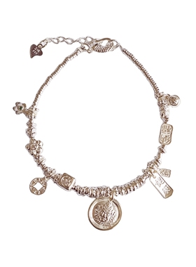 足银999黄财神吉言盘缠手链女