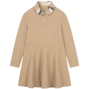 暇步士童装女童连衣裙春秋装新款中大童洋气polo裙儿童长袖裙子