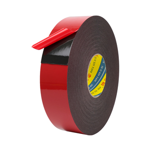 PE红膜黑色双面胶强力海绵高粘度泡沫泡棉厚双面胶带铭牌粘贴铝板广告牌铝合金KT板不锈钢固定墙面胶贴真石漆