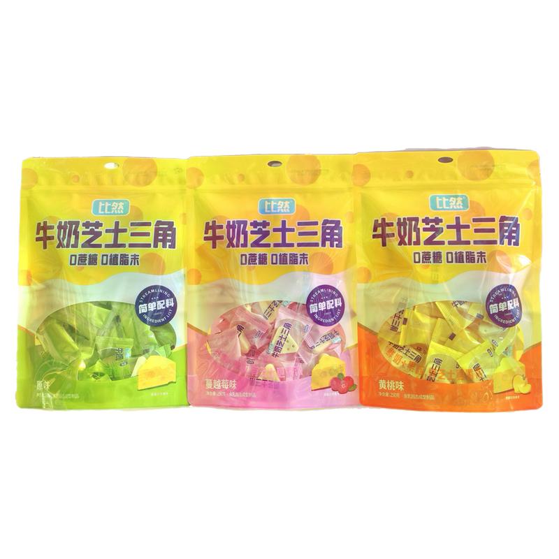 内蒙特产比然牛奶芝士三角 原味蔓越莓味黄桃味独立包装休闲 2袋