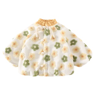 兮兮家女童冬季新款加绒加厚外套儿童洋气国风新中式套装奶芙芙