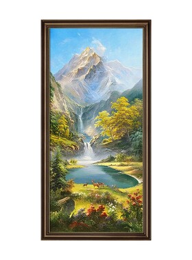 山水风景玄关装饰画美式