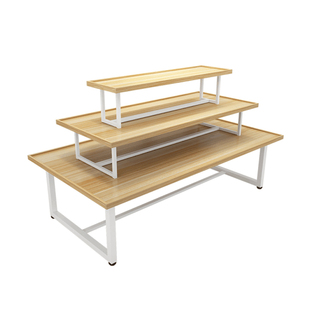 超市中岛货架堆头化妆品展示柜服装店鞋子展示架促销台三层流水台