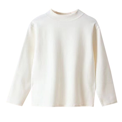 男女秋冬儿童纯棉打底衫白色长袖