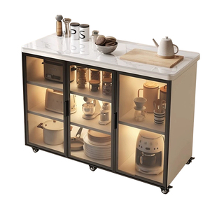 岩板厨房置物架多功能切菜桌客厅家用多层储物餐边柜可移动小岛台