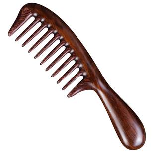 天然黑檀木梳宽齿梳子头皮部按摩女士专用经络大齿梳大号家用卷发