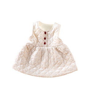 女童冬装连衣裙2025新款儿童裙子婴幼儿加绒加厚衣服背心裙